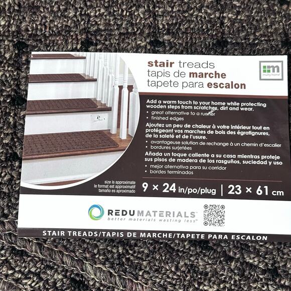 Stair non slip carpet rug 9" x 24" Multy Home SIX COUNT LOT NEW Neutral tread EC - Picture 1 of 7